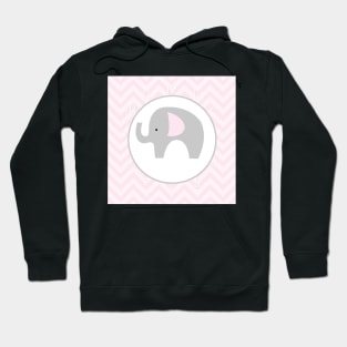 Mod Gray Elephant - Pink and Gray Chevron Hoodie